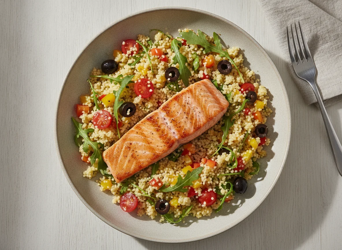 Lachsfilet mit Couscous-Salat photo
