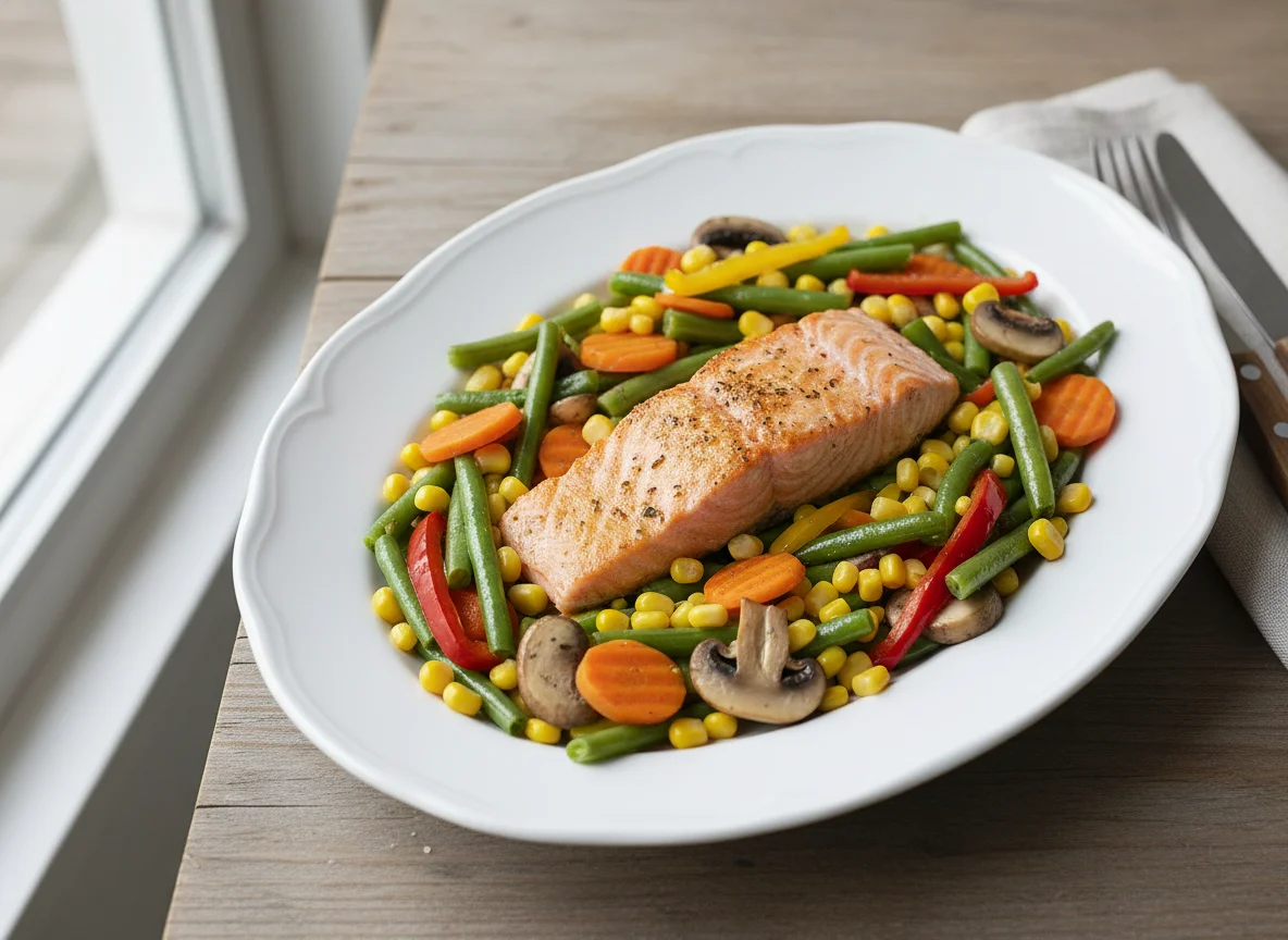 Lachsfilet mit Gemüse photo