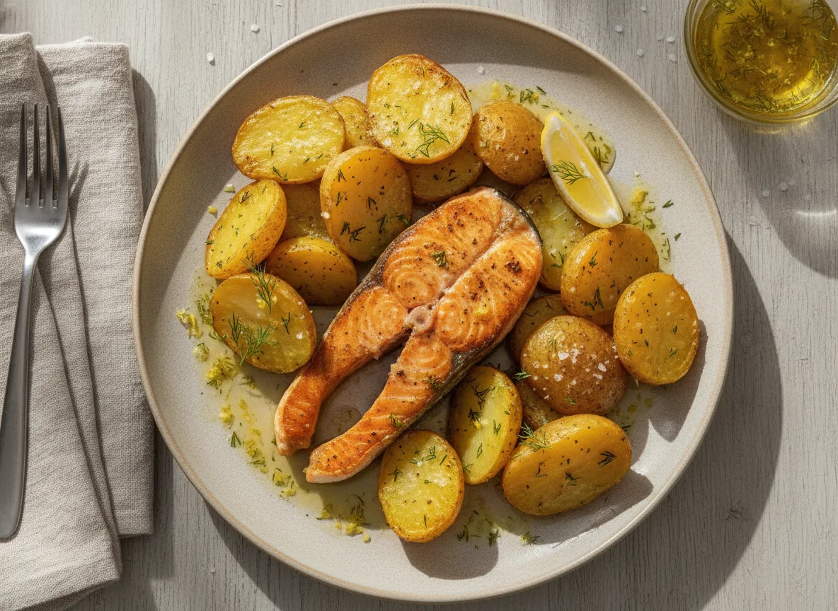 Lachsfilet mit Ofenkartoffeln photo