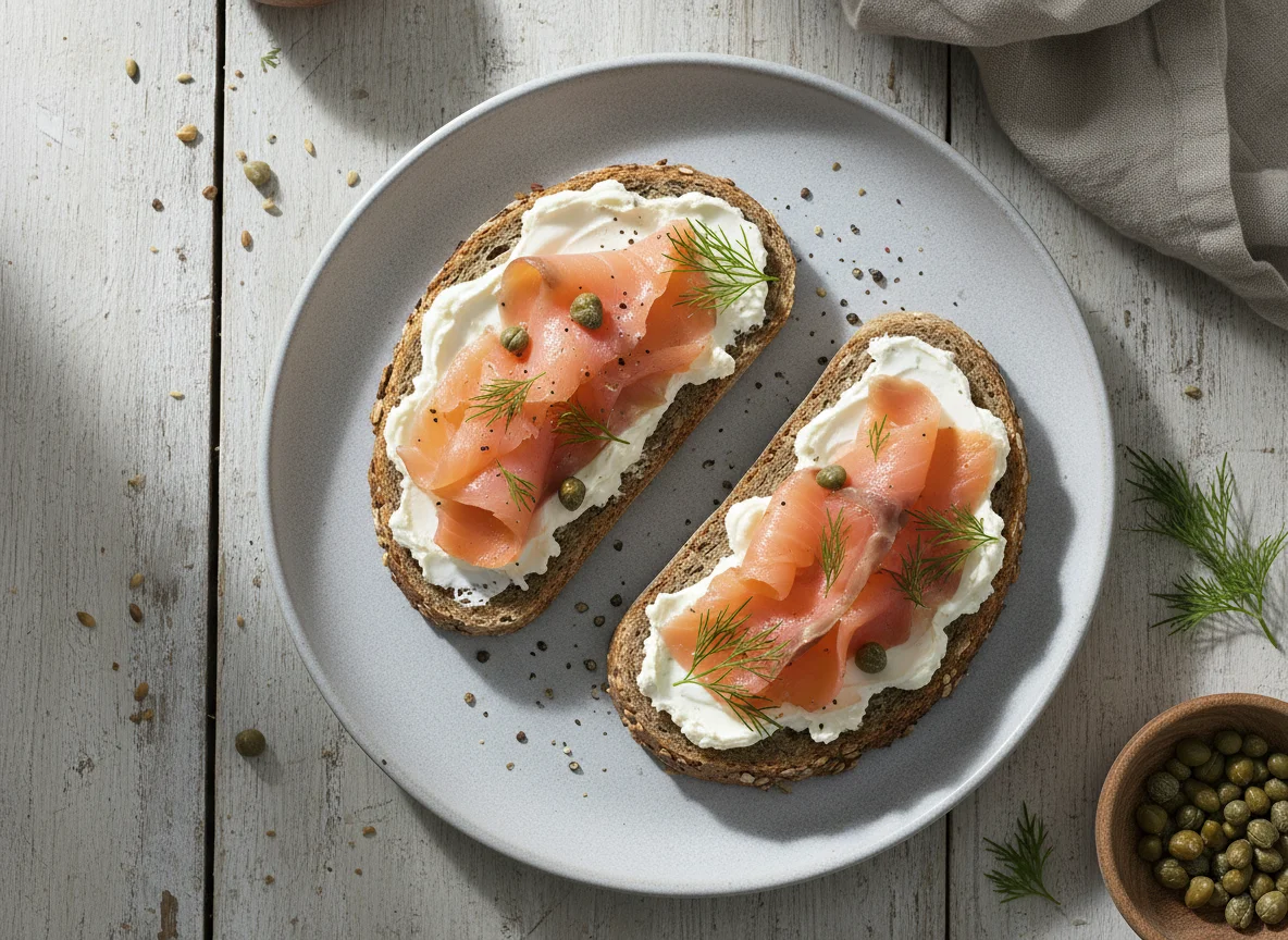 Lachs-Frischkäse-Brot photo
