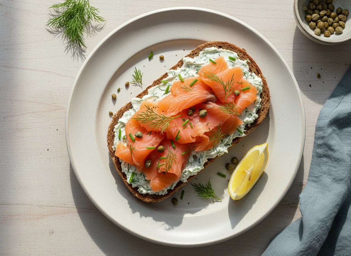 Lachs-Frischkäse-Sandwich photo