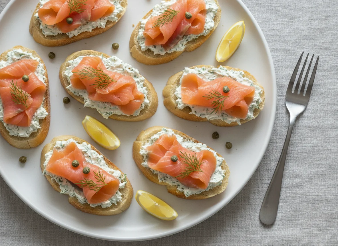 Lachshäppchen auf Baguette photo