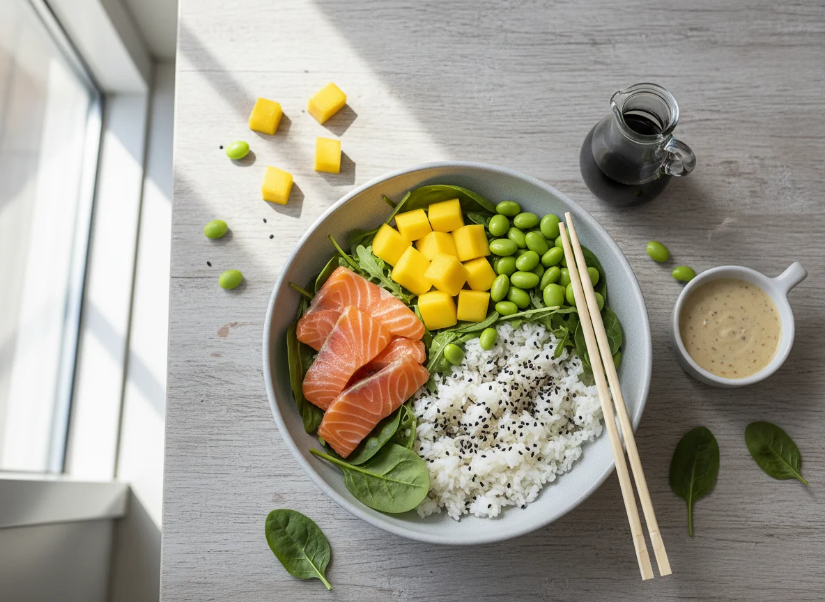Lachs-Mango-Poke-Bowl photo