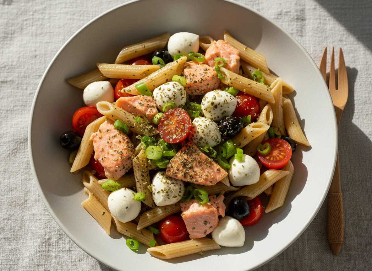 Lachs-Mozzarella-Nudelsalat photo