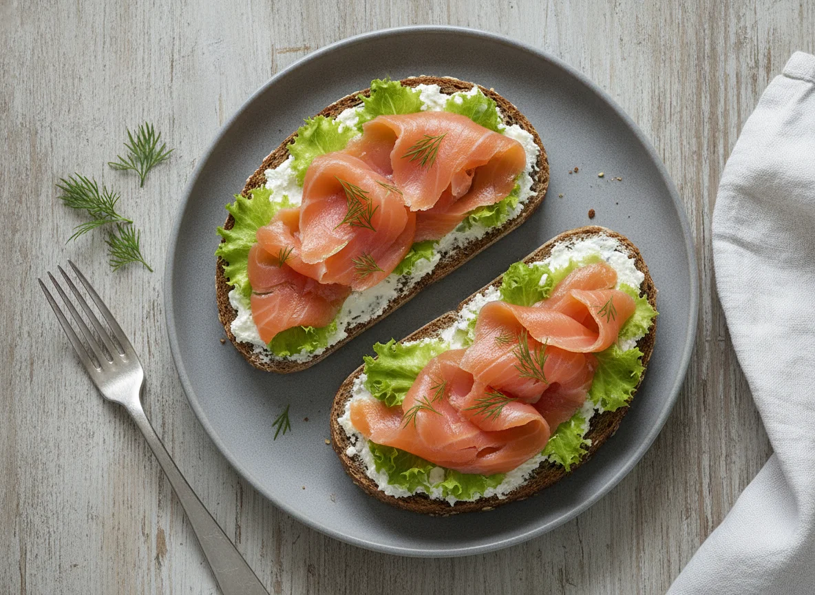 Lachssandwich auf Vollkornbrot photo