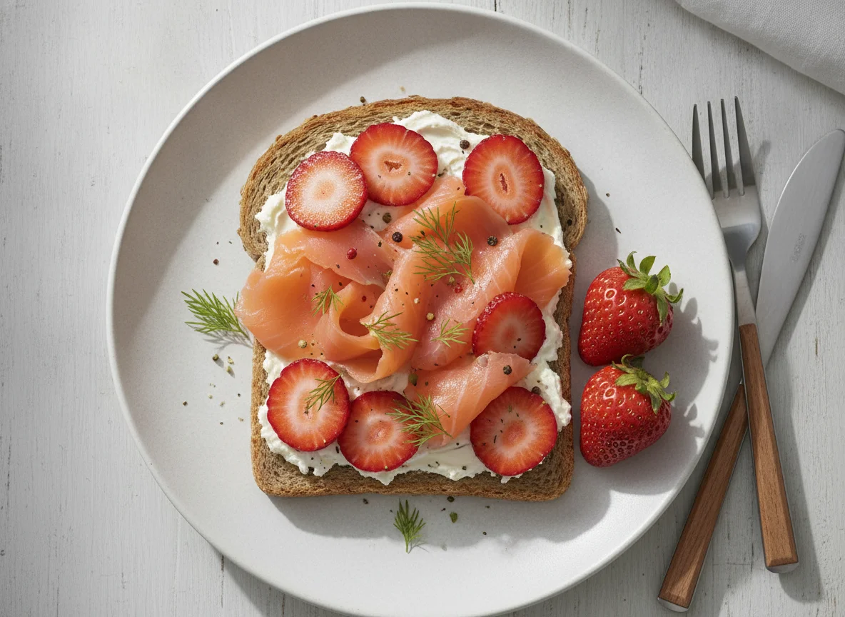 Lachstoast mit Erdbeeren photo