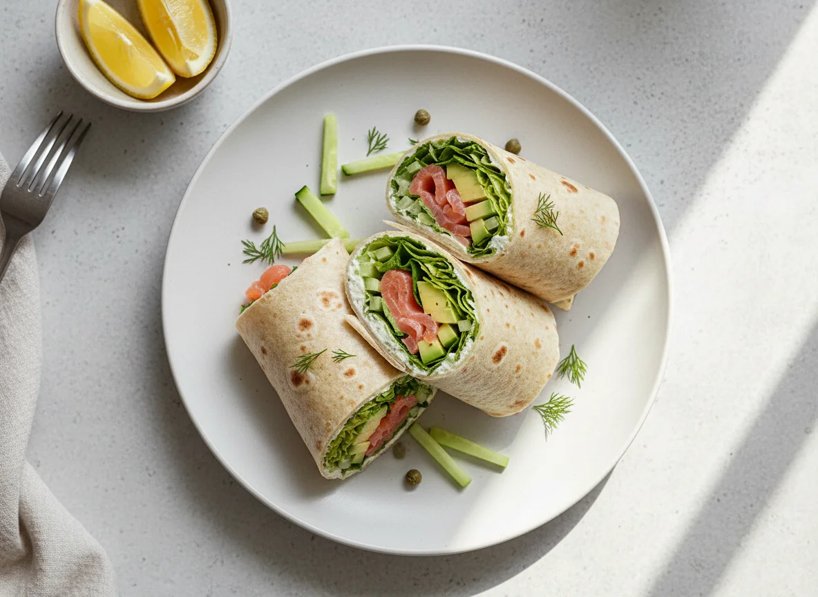Lachs-Wrap mit Avocado und Frischkäse photo