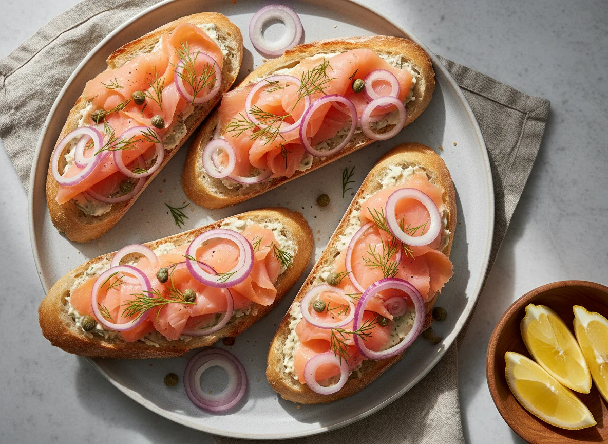 Lachs-Zwiebel-Brot photo