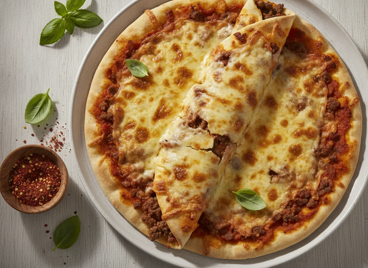 Lahmacun mit Käse überbacken photo