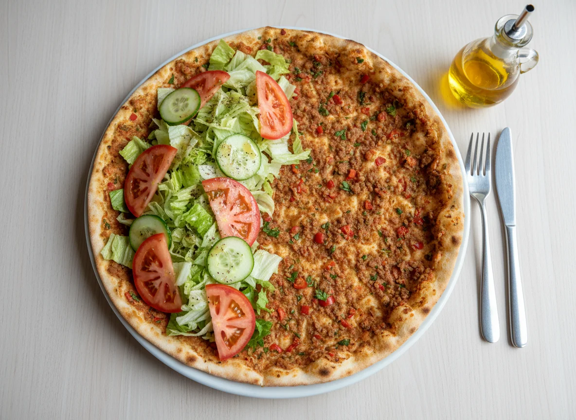 Lahmacun mit Salat photo