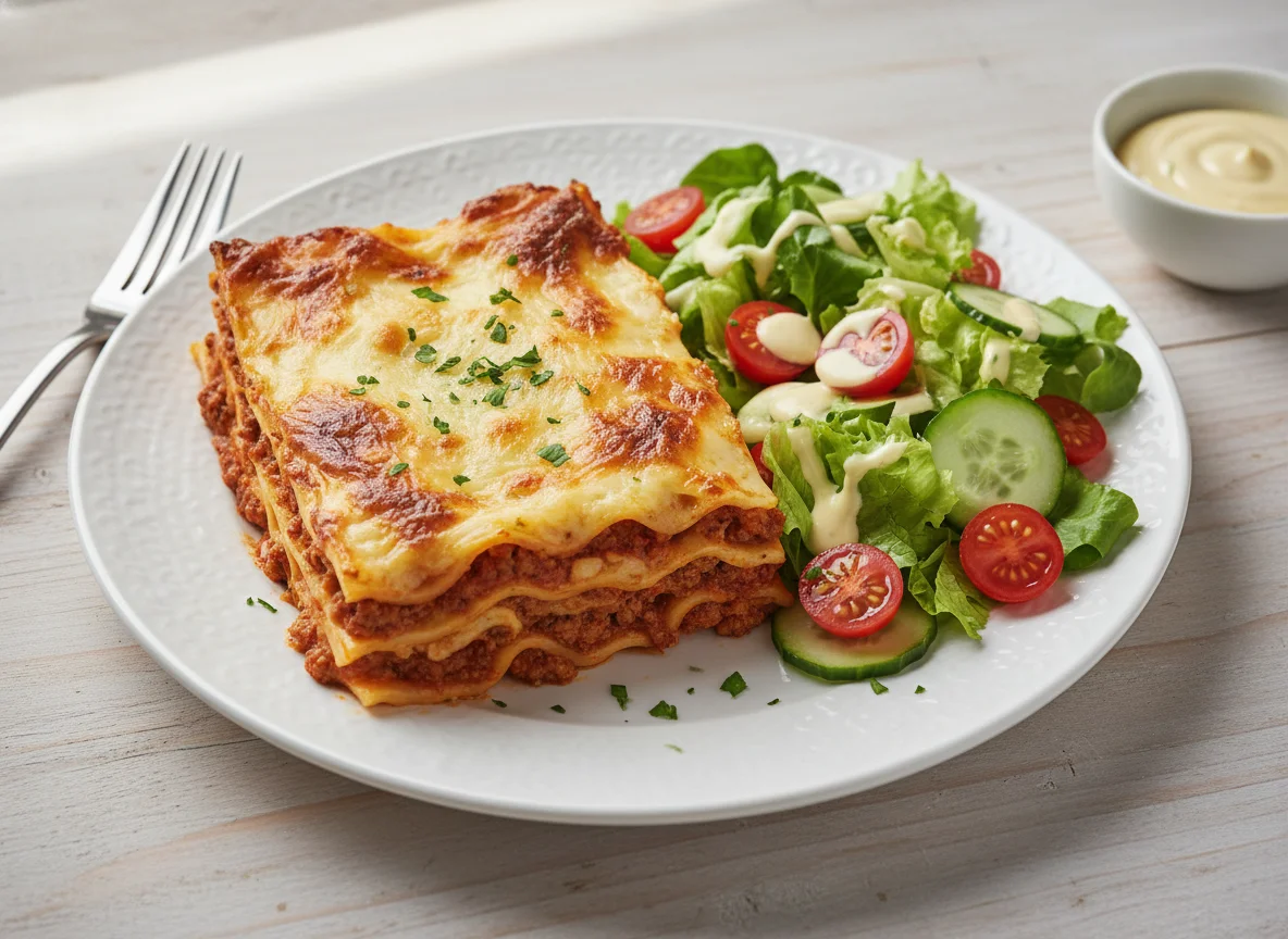 Lasagne mit Beilagensalat photo