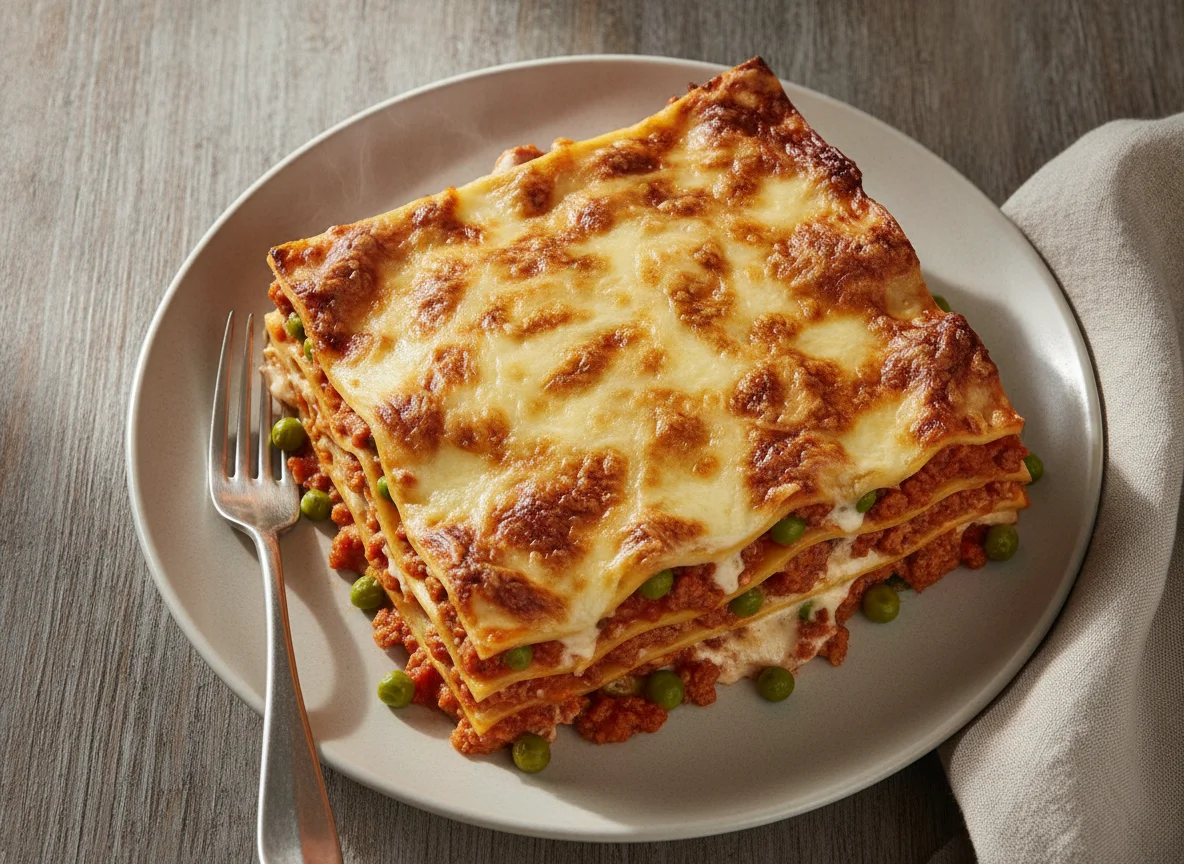 Lasagne mit Erbsen photo