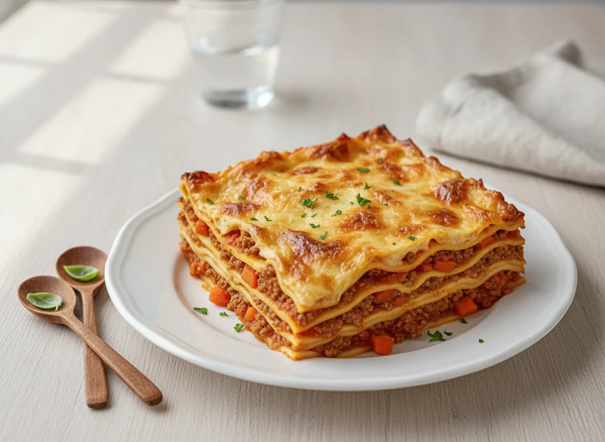Lasagne mit Fleischsauce und Käse photo