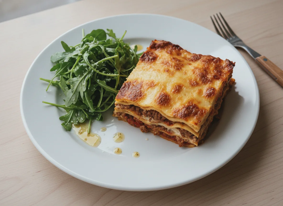 Lasagne mit Rucola-Salat photo