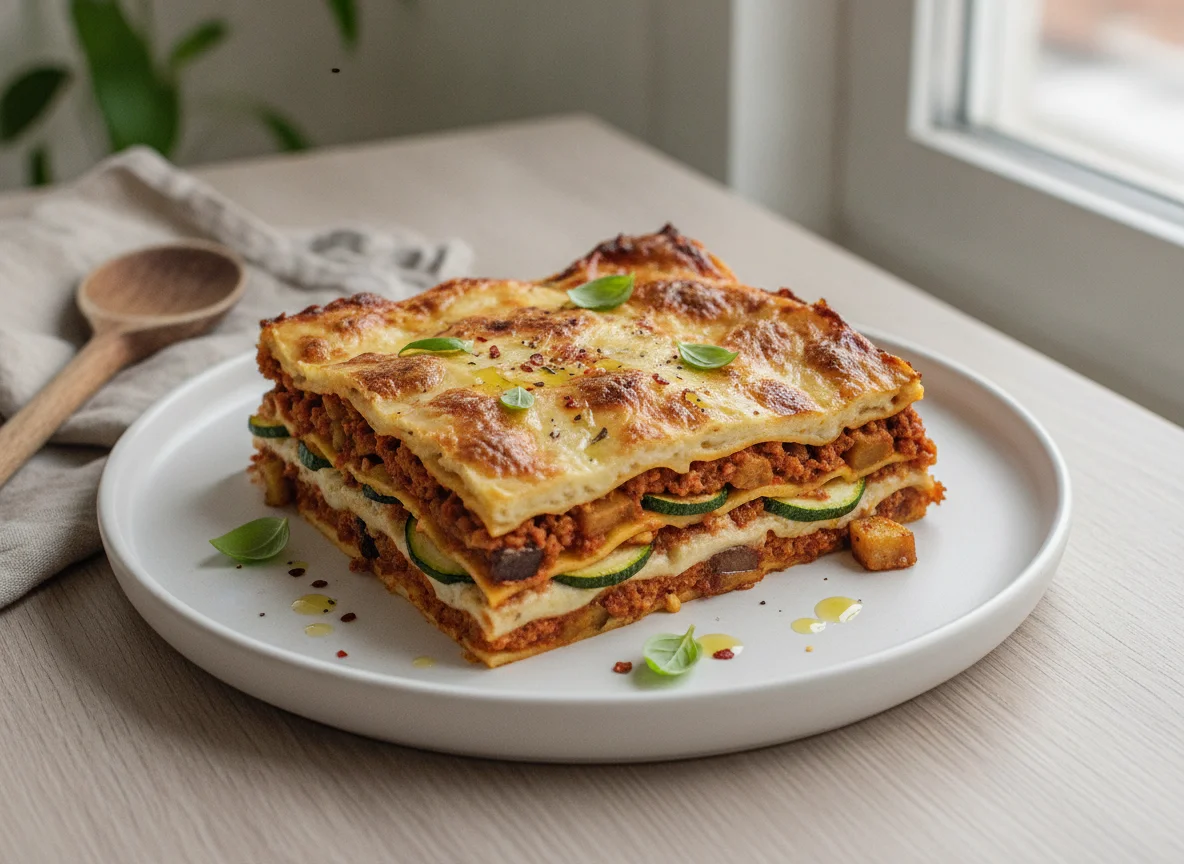 Lasagne mit Sonnenblumenhack und Gemüse photo