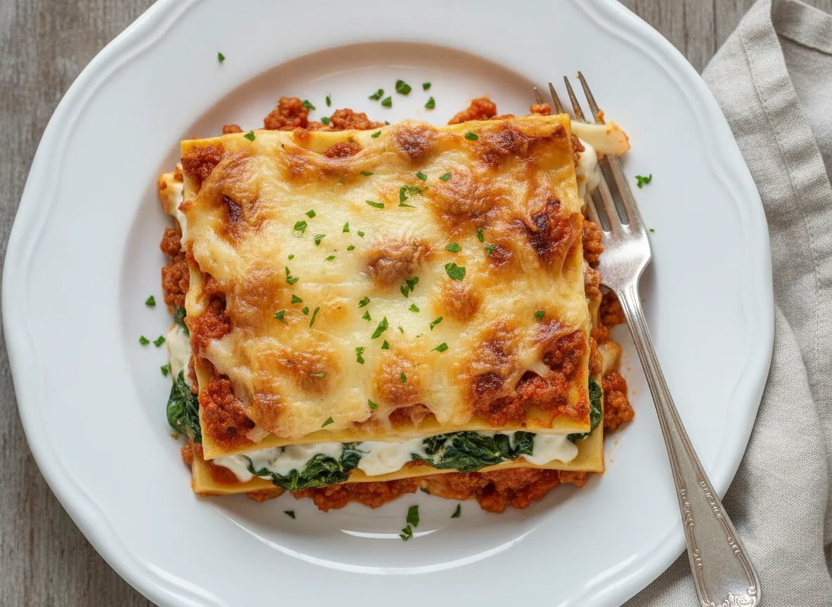 Lasagne mit Spinat und Hackfleisch photo