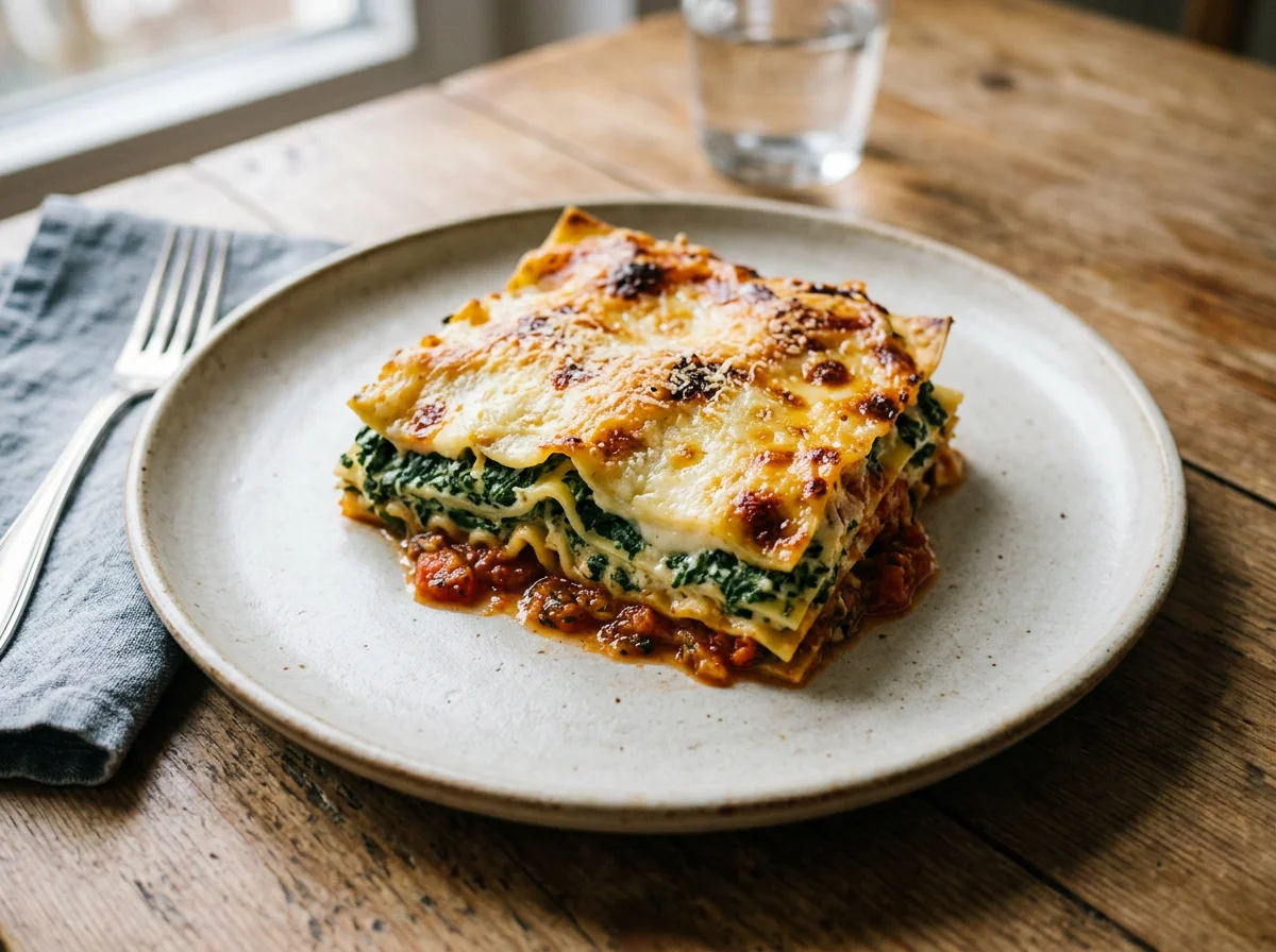 Lasagne mit Spinat und Käse photo