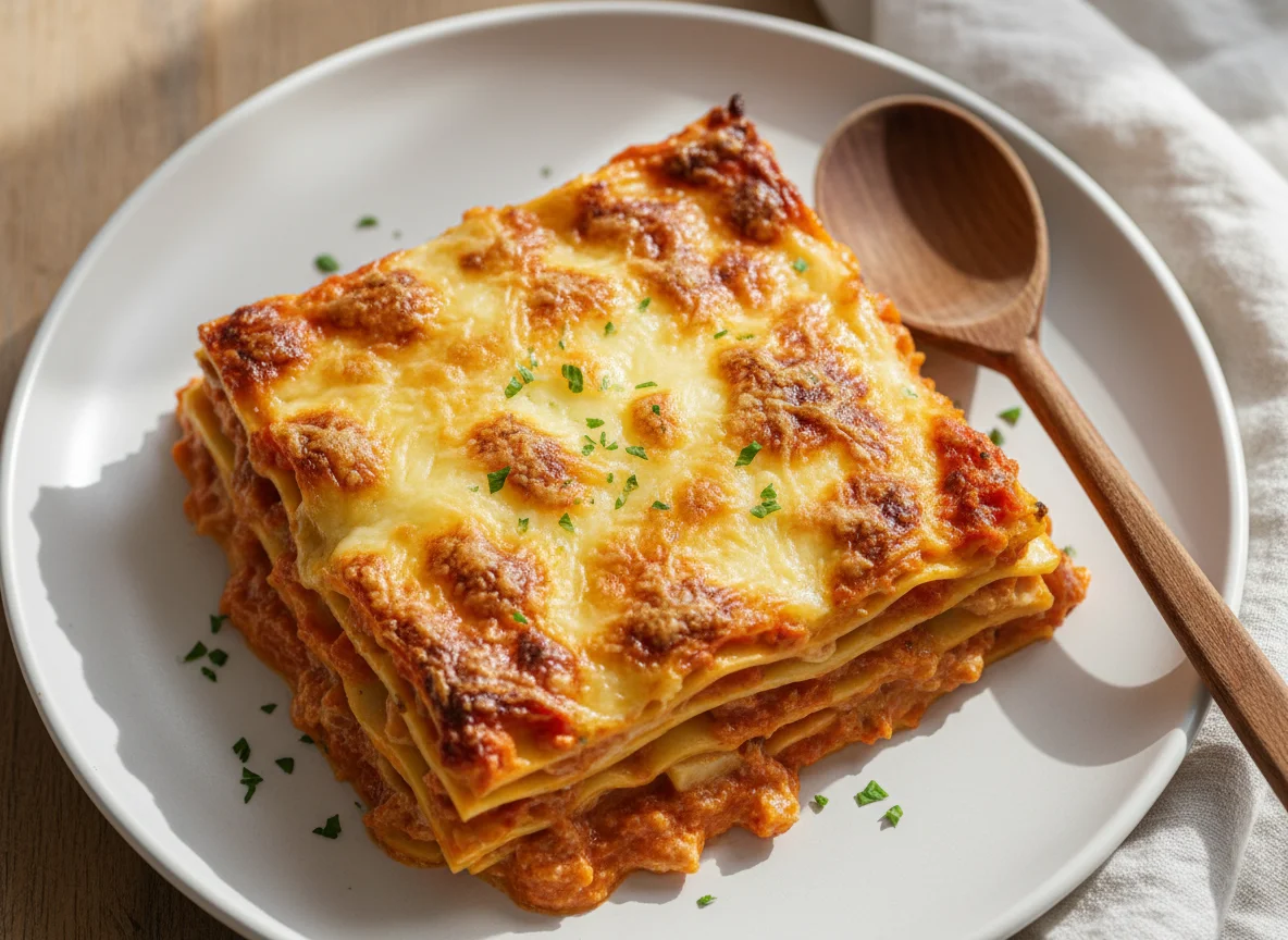 Lasagne mit Tomaten-Sahne-Sauce photo