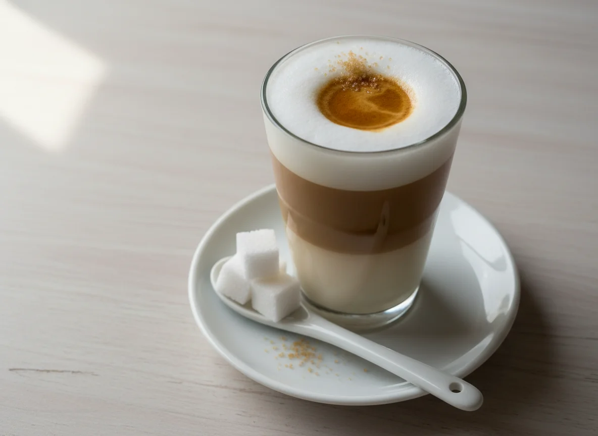 Latte Macchiato mit Zucker photo