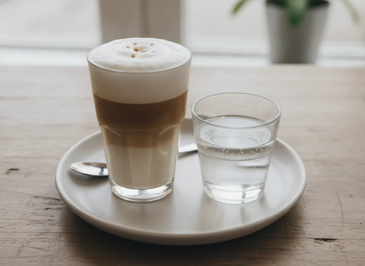 Latte Macchiato und Wasser photo