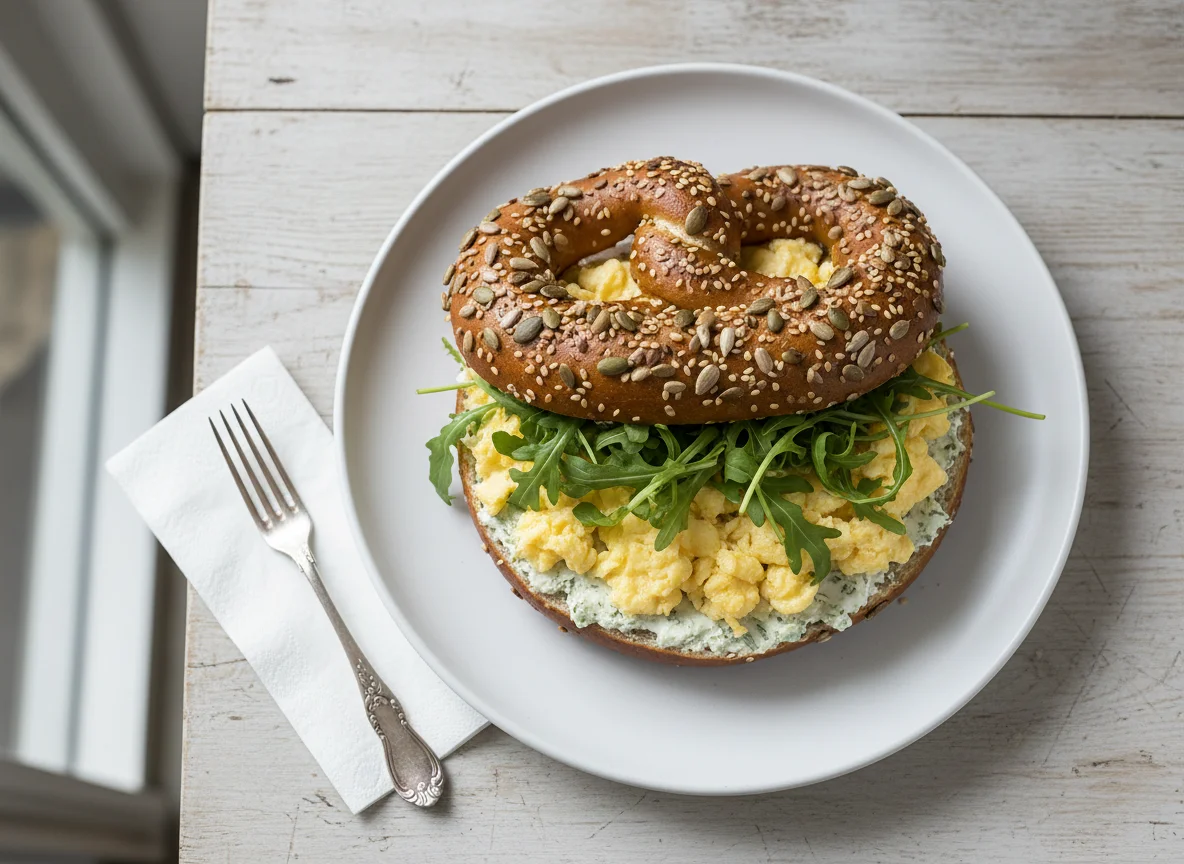 Laugenbrezel mit Belag photo