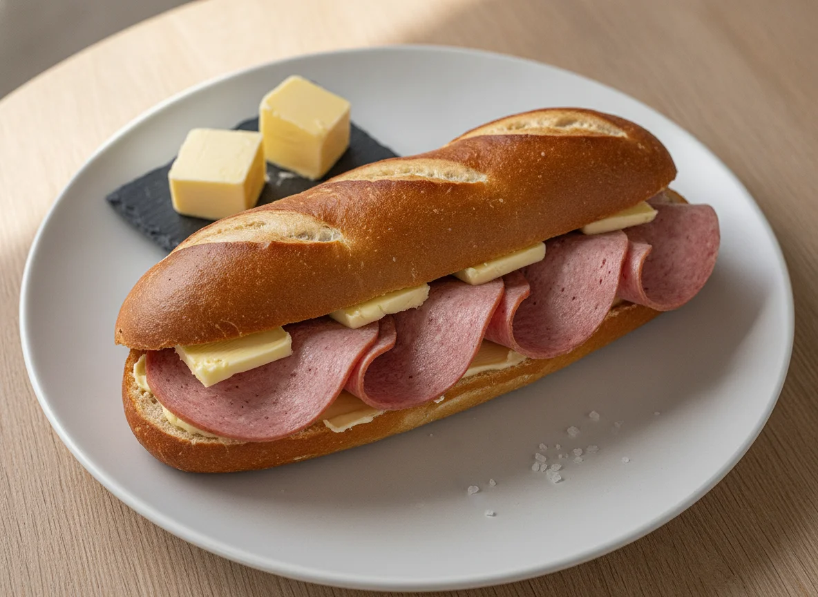 Laugenstange mit Fleischwurst photo