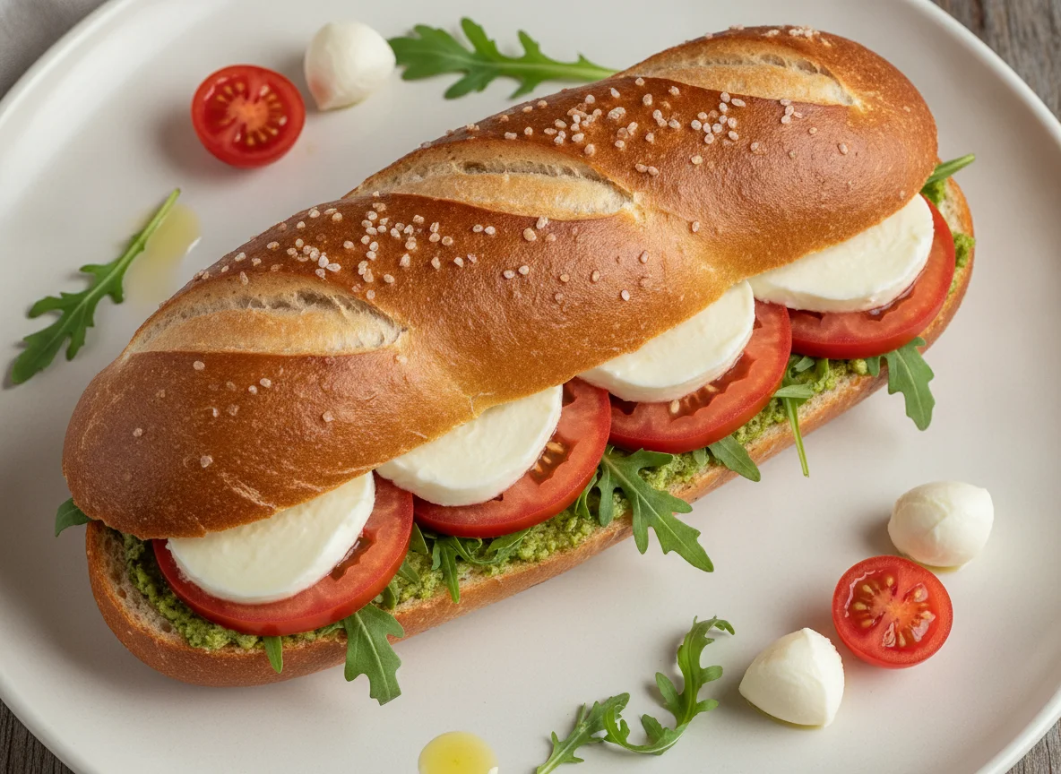 Laugenstange mit Tomate-Mozzarella photo