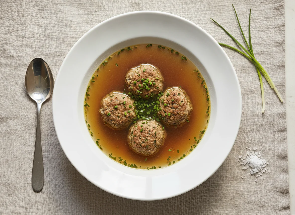 Leberknödelsuppe mit Schnittlauch photo