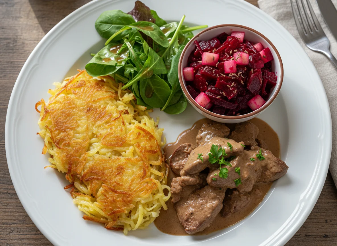 Leberli mit Rösti und Rote-Bete-Salat photo