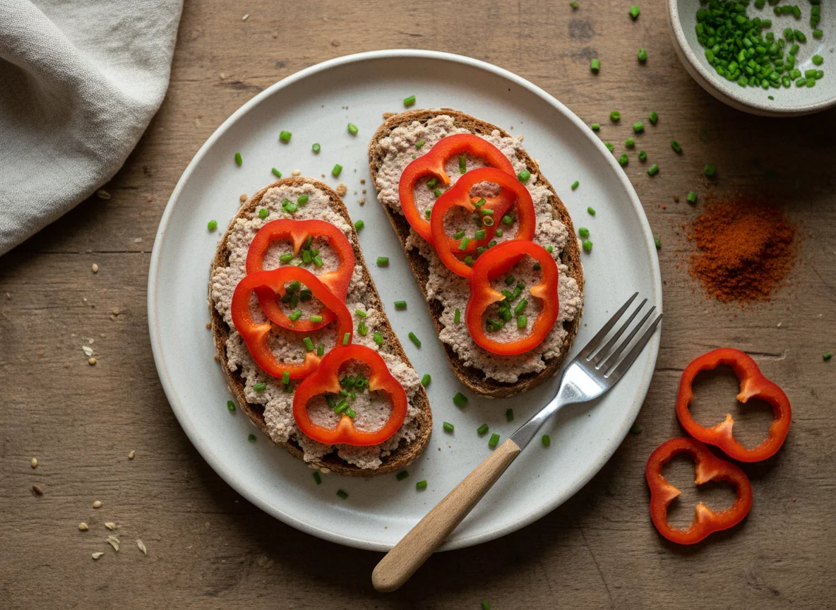 Leberwurstbrot mit Paprika photo