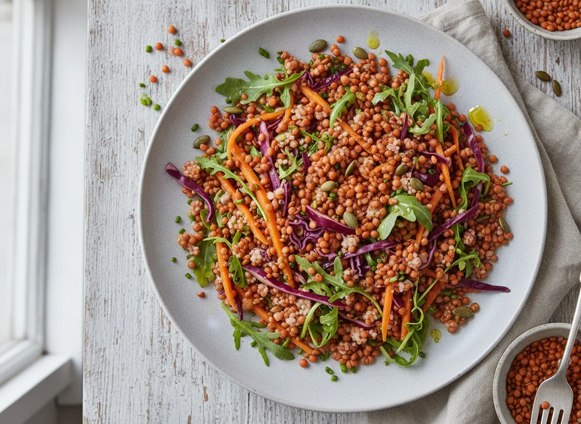 Linsen-Couscous-Salat mit Rotkohl photo