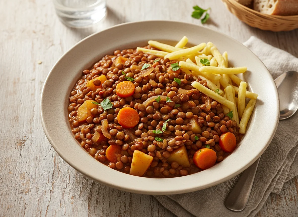 Linseneintopf mit Spätzle photo