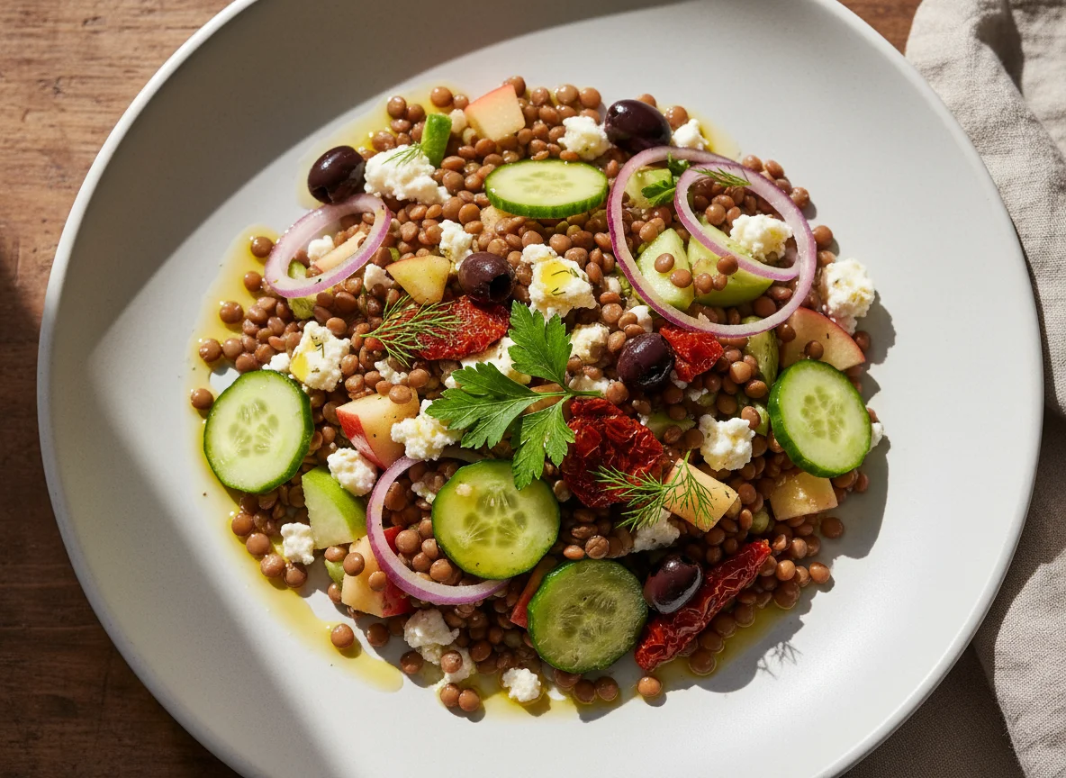 Linsensalat mit Feta und Apfel photo