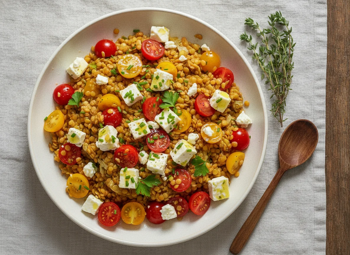 Linsensalat mit Kirschtomaten und Feta photo