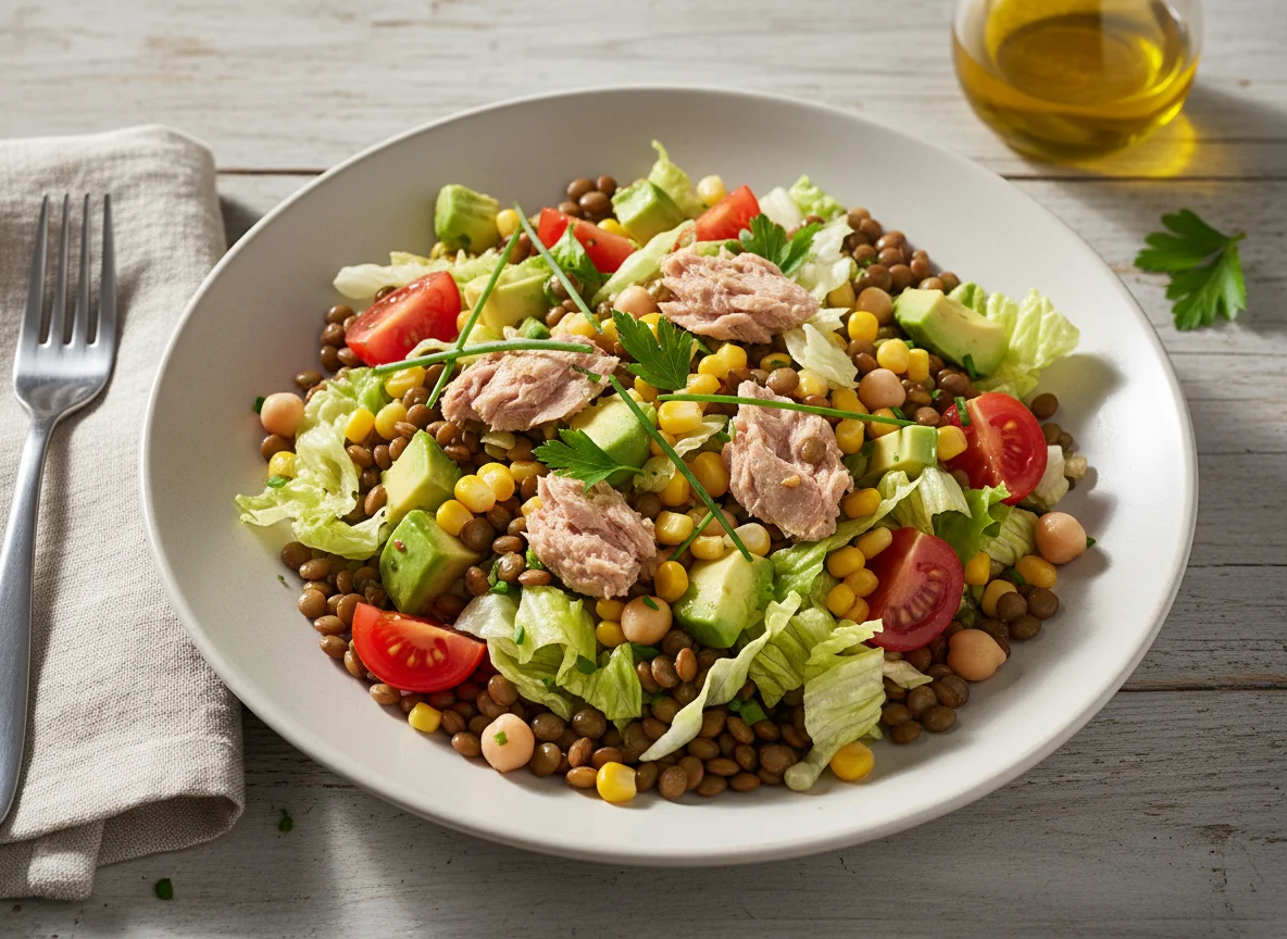 Linsensalat mit Thunfisch photo