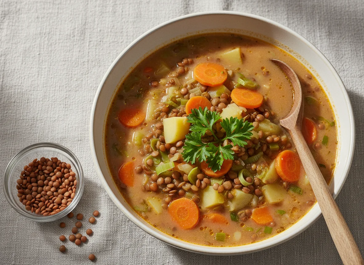 Linsensuppe mit Gemüse photo