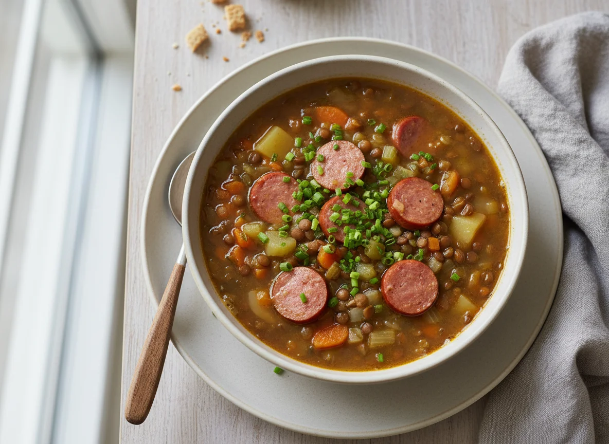 Linsensuppe mit Wienerli photo