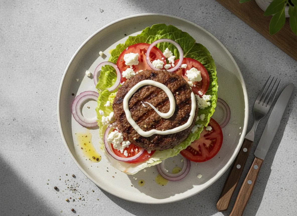 Low-Carb Burger im Salatblatt photo