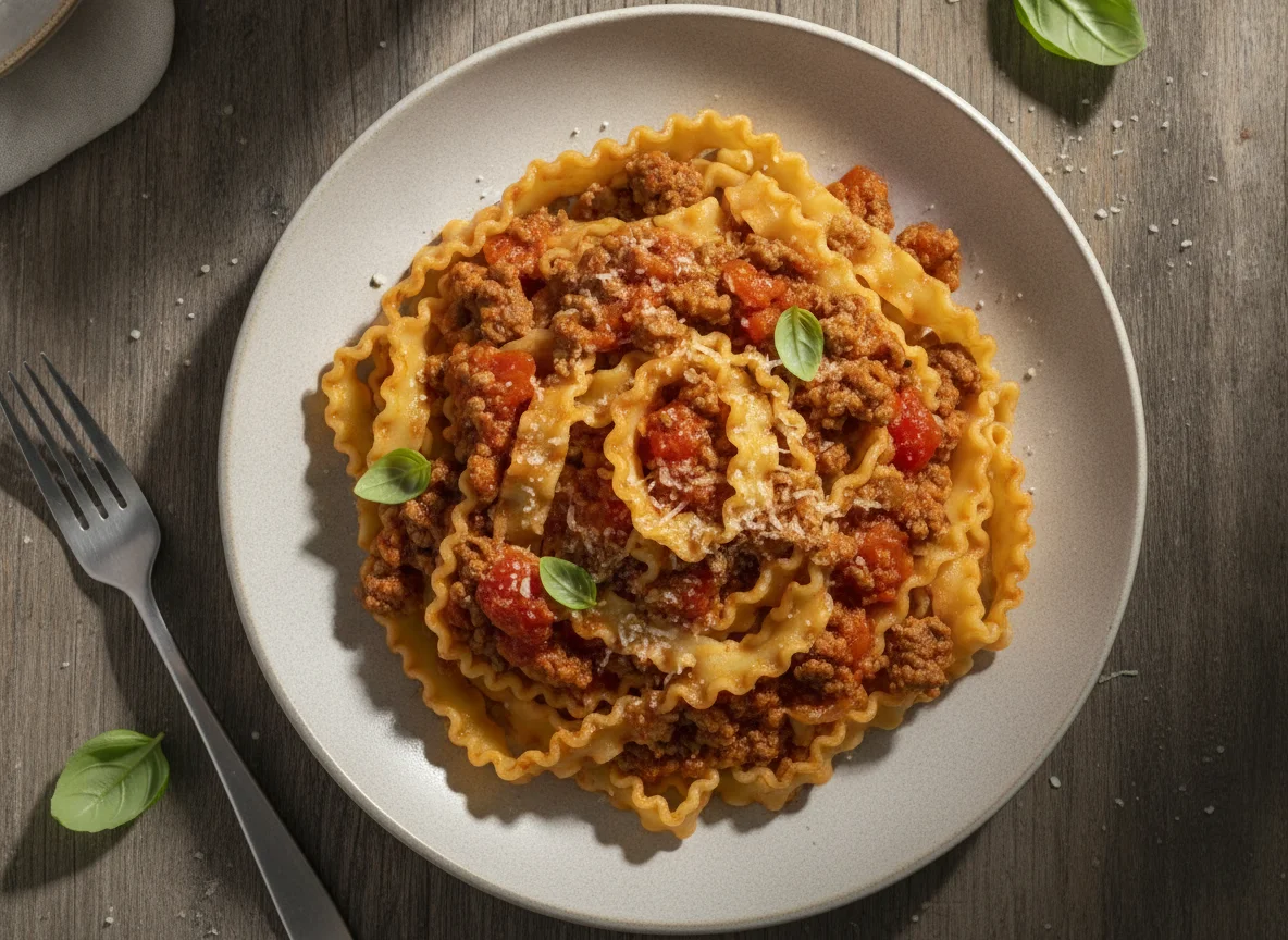 Mafaldine mit Bolognese-Sauce photo