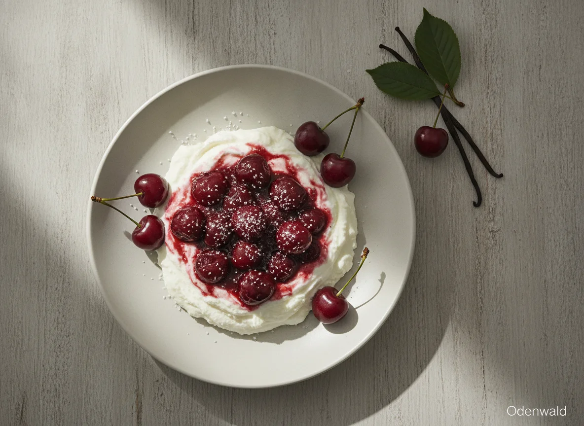 Magerquark mit Schattenmorellen photo