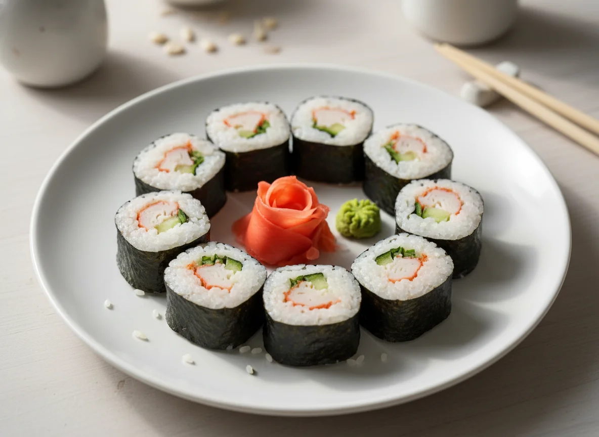 Maki Sushi mit Surimi und Gurke photo
