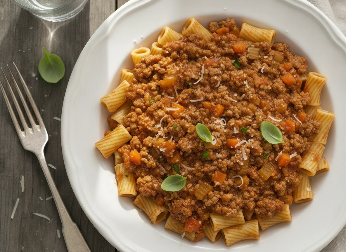 Makkaroni mit Bolognese-Sauce photo