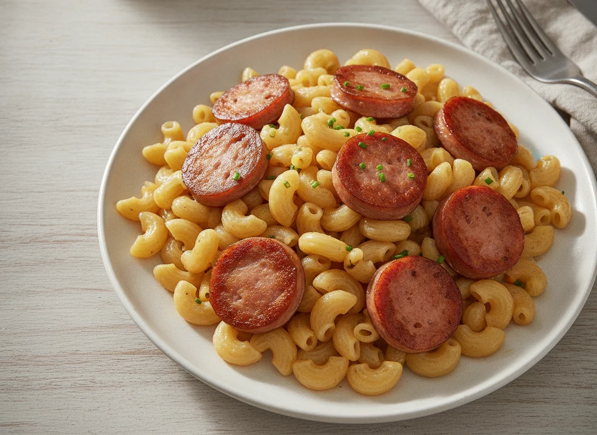Makkaroni mit Fleischwurst photo