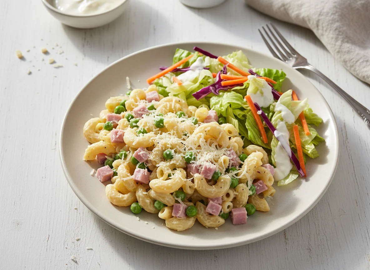 Makkaroni-Salat mit Beilagensalat photo