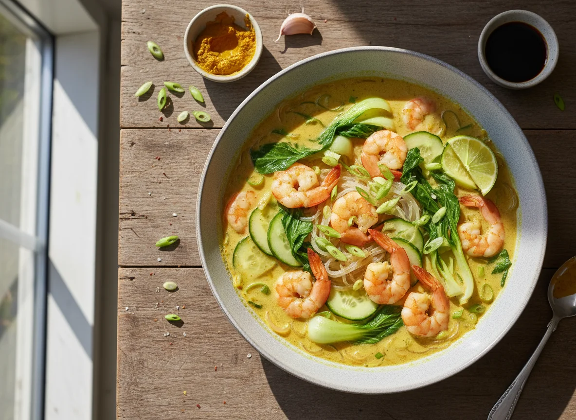 Malaysische Garnelen-Curry-Suppe photo