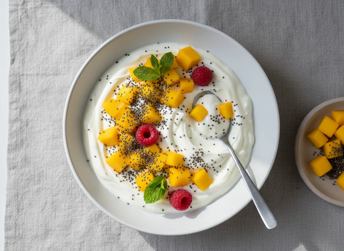 Mango-Joghurt mit Chiasamen photo