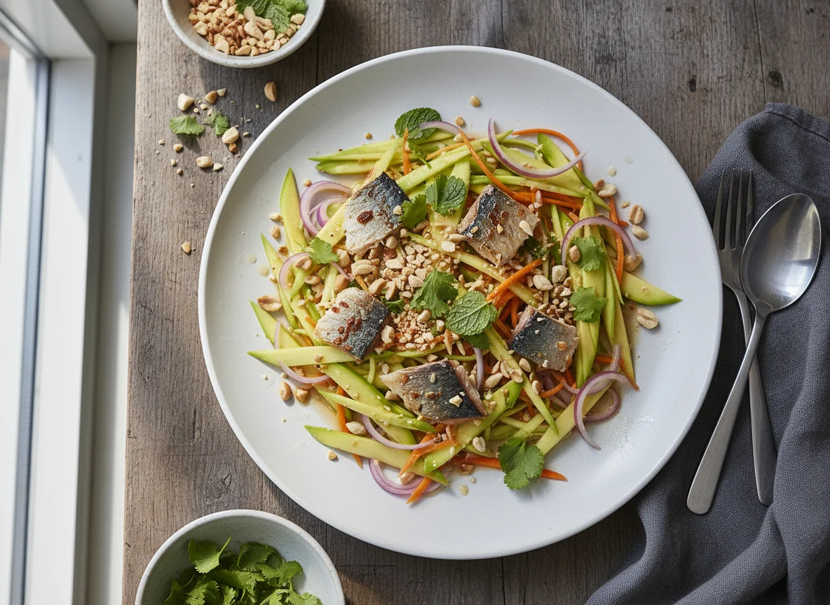 Mango-Salat mit geräuchertem Fisch photo