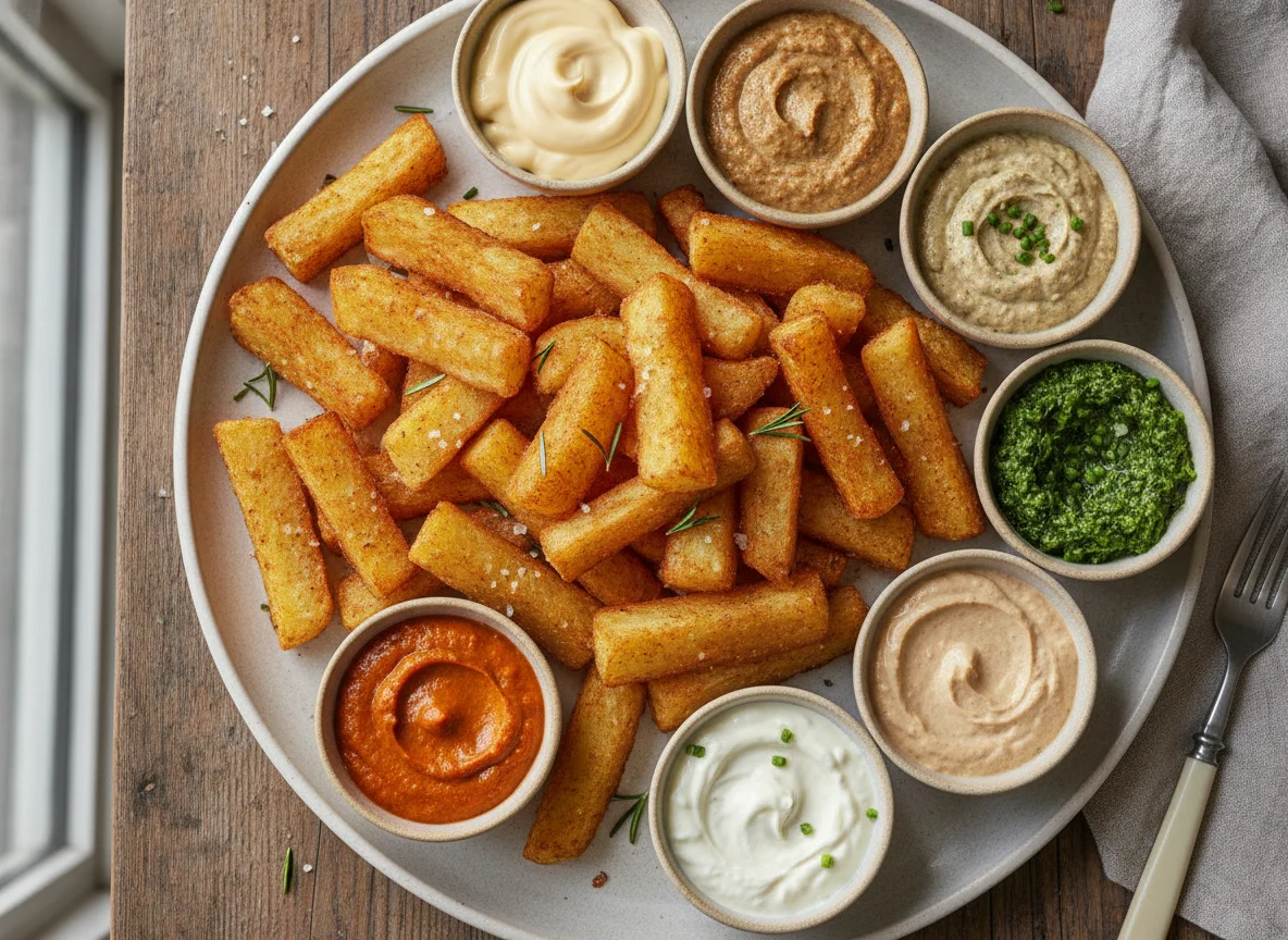 Maniok Pommes mit Dips photo