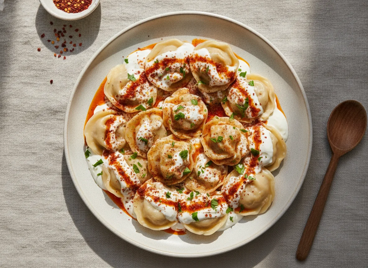 Manti mit Joghurtsauce photo