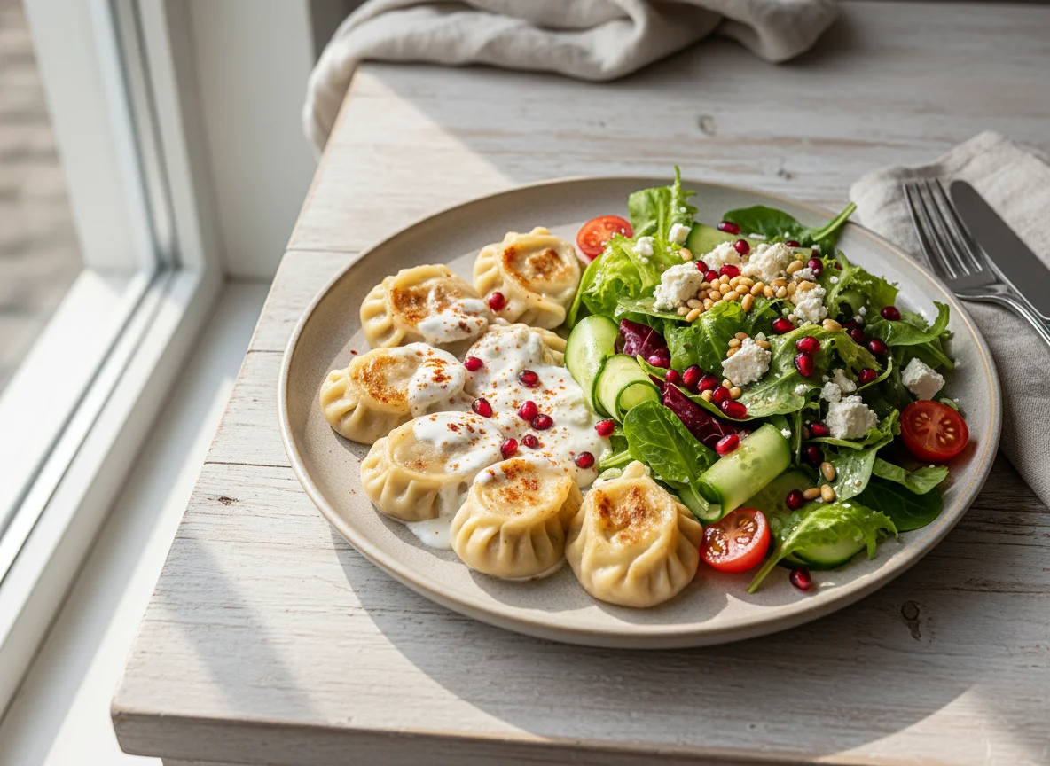 Manti mit Salat photo